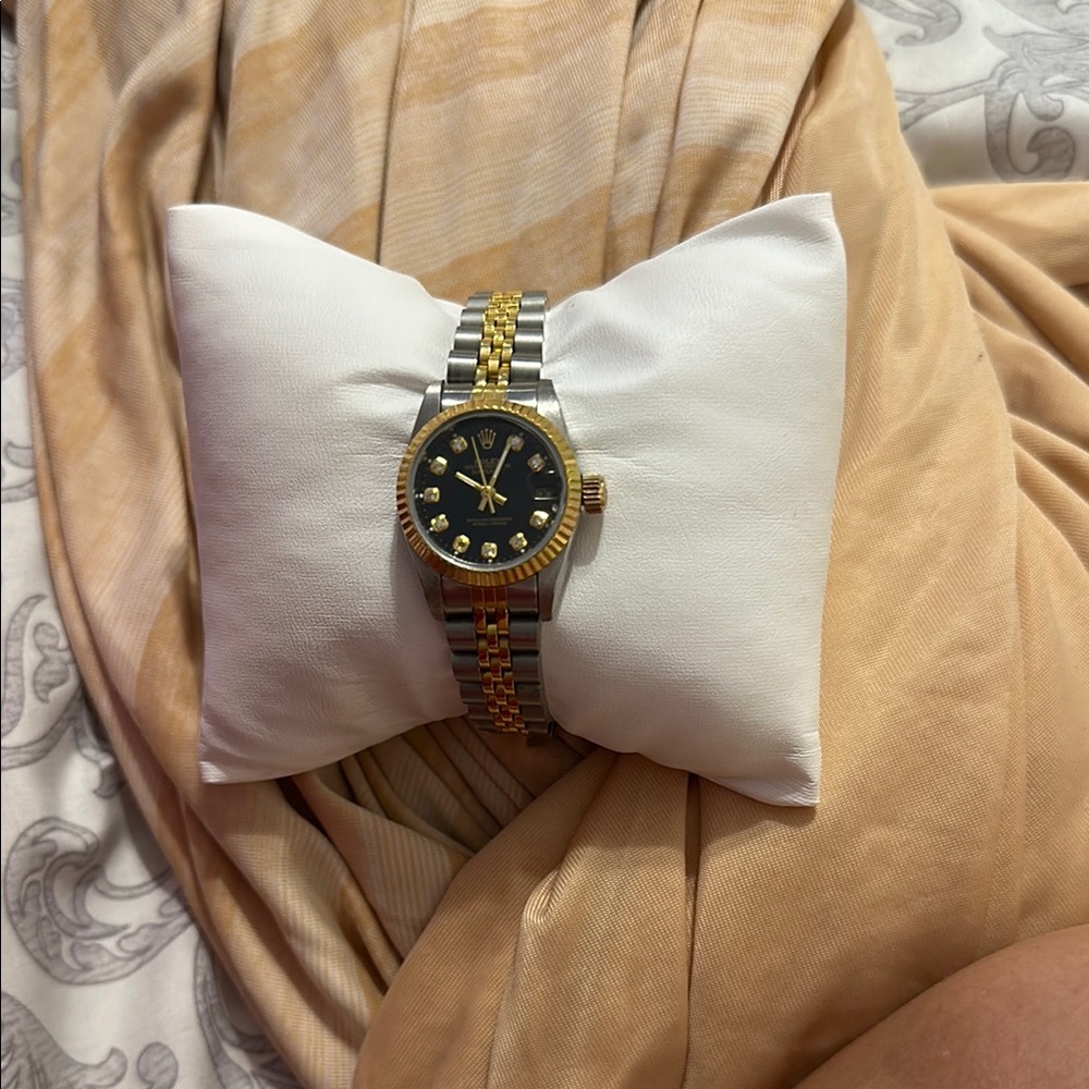 Rolex Two-Tone Watch with Black Face